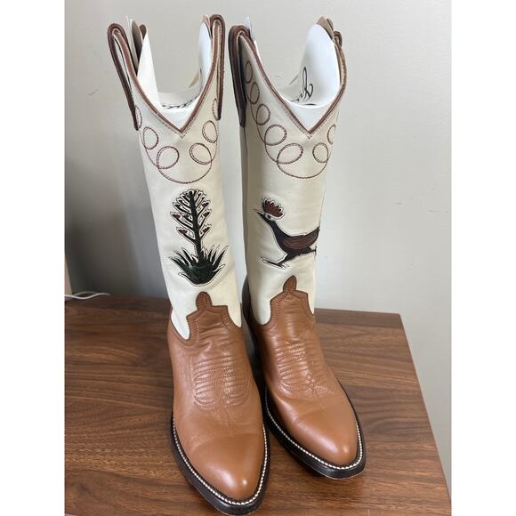 Preowned Fraulein Roadrunner Cowboy Almond Shape Toe Calf Leather Boot - Picture 2 of 11